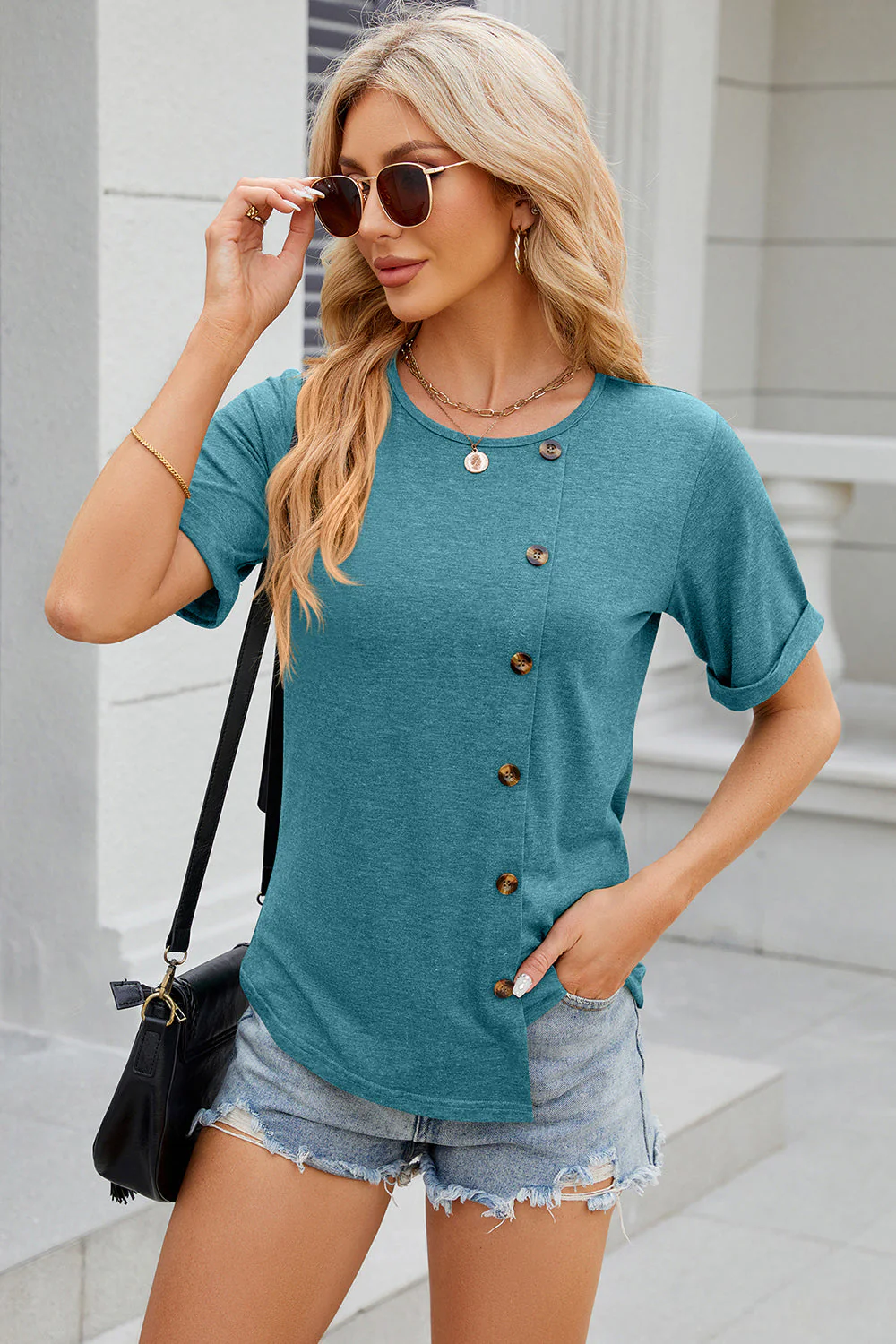Round Neck Short Sleeve T-Shirt - Image 17