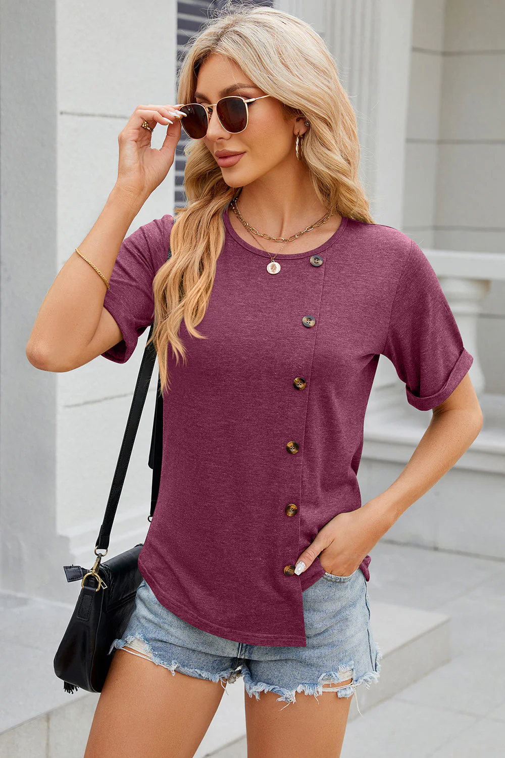 Round Neck Short Sleeve T-Shirt - Image 21