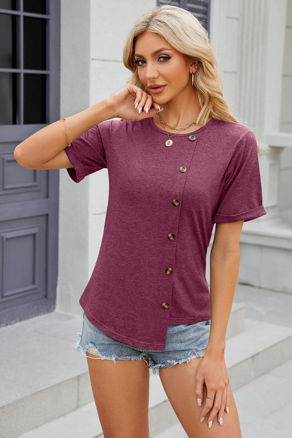 Round Neck Short Sleeve T-Shirt - Image 23
