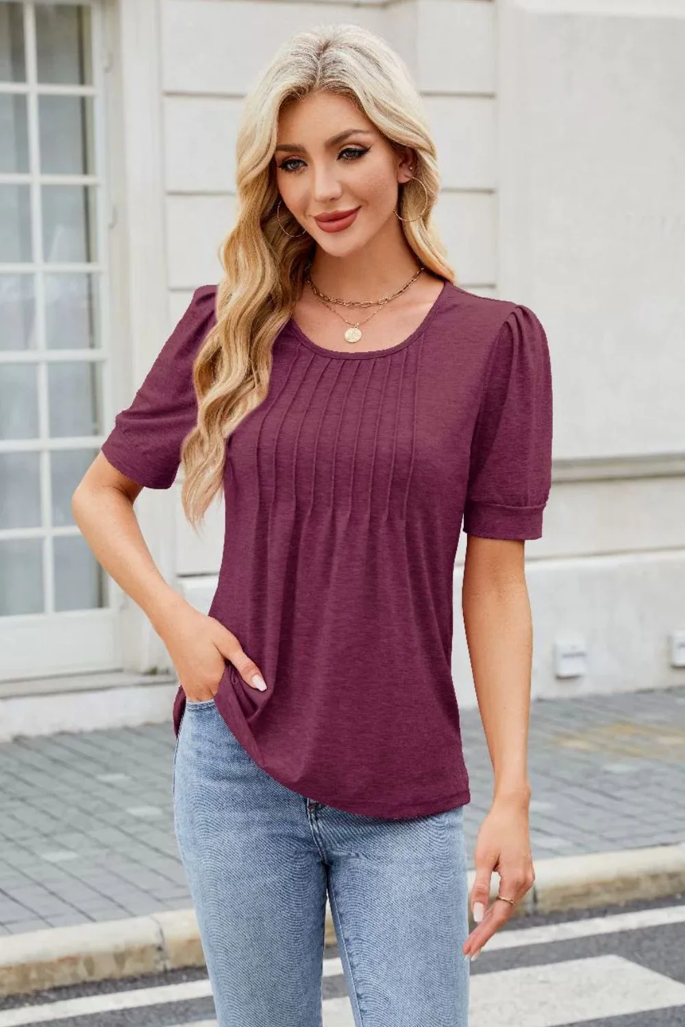 Round Neck Short Sleeve T-Shirt - Image 2