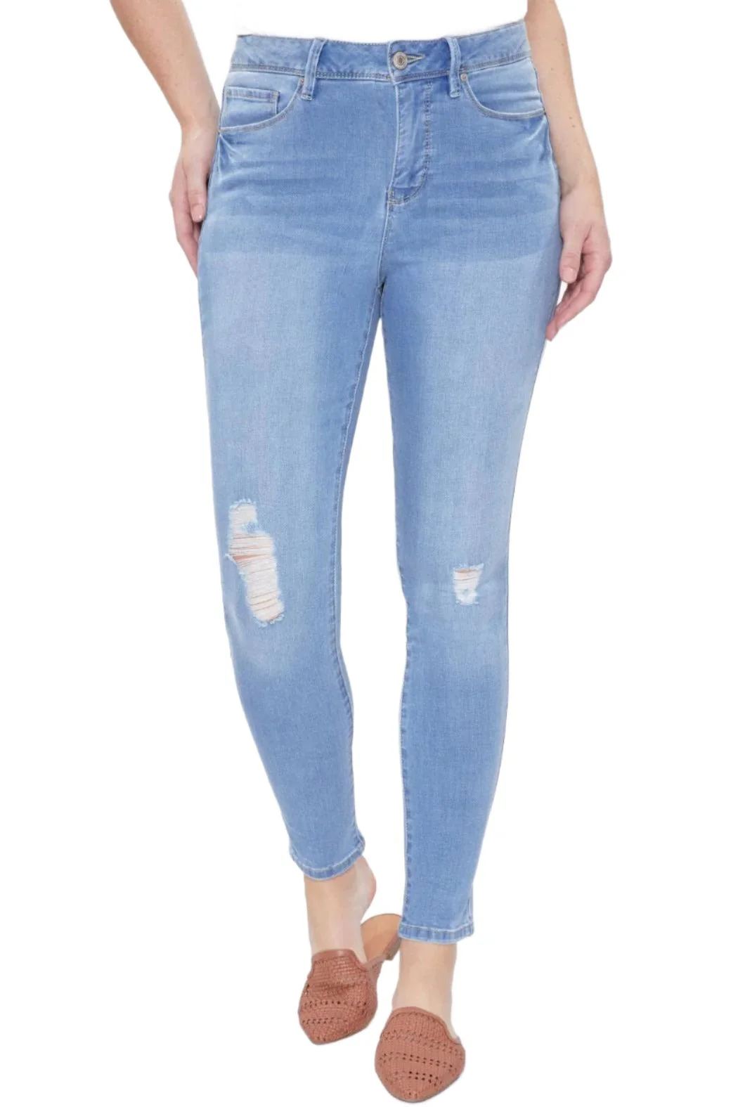 Royalty For Me By YMI High- Rise Skinny 1 Button Zipper Closure Belt Hoop Pockets Denim by Curated Brands - Image 4