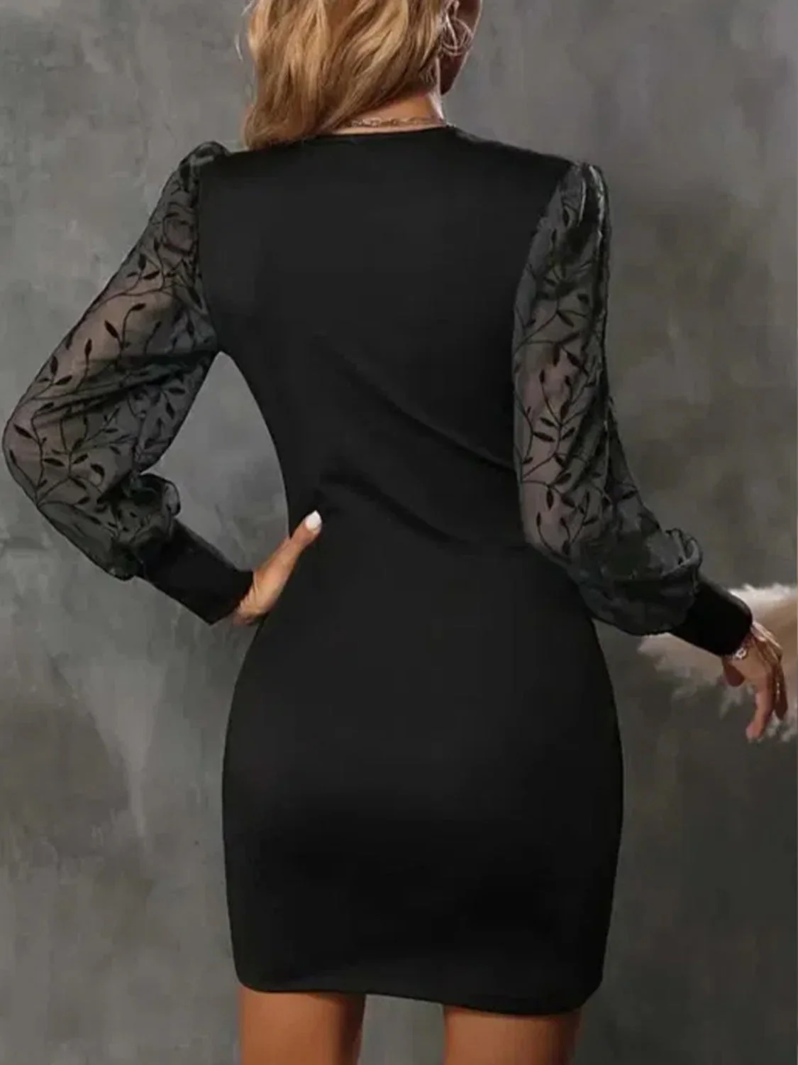 Ruched Surplice Long Sleeve Dress - Image 2
