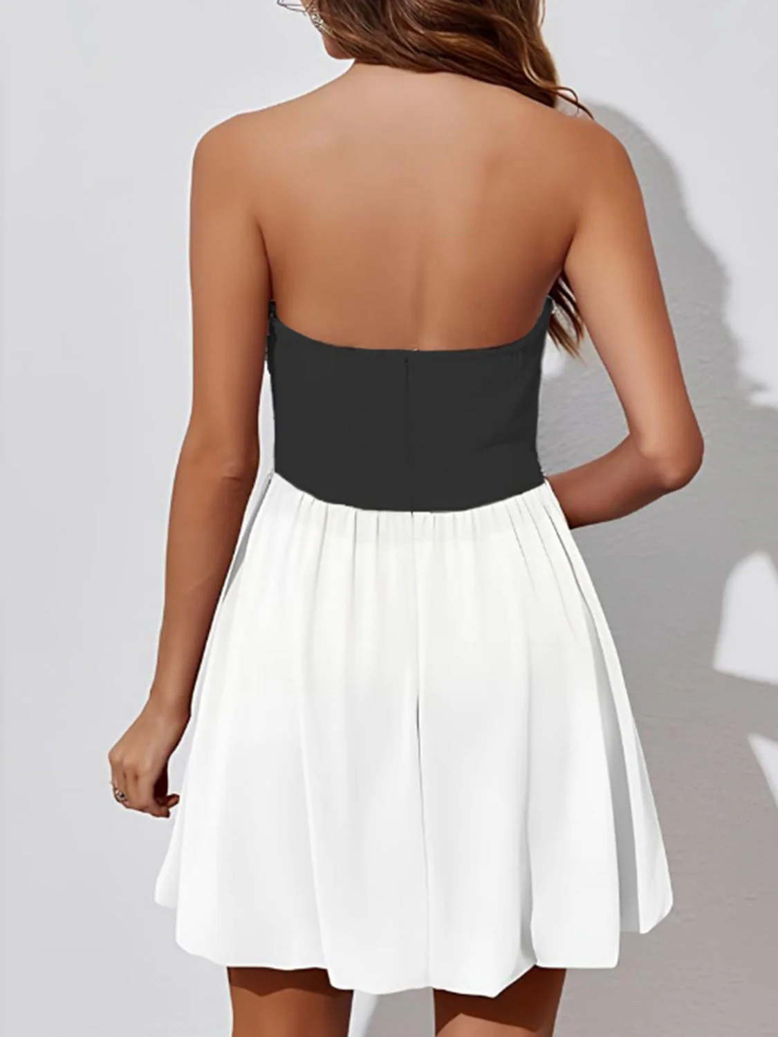 Ruched Two-Tone Tube Mini Dress - Image 2