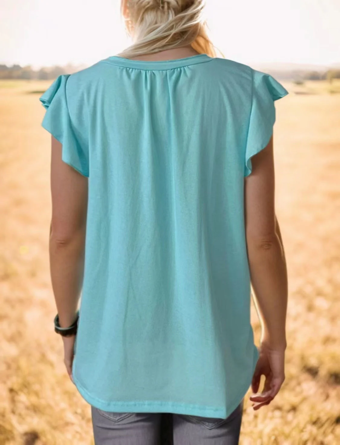 Ruffled Notched Cap Sleeve Tank - Image 3