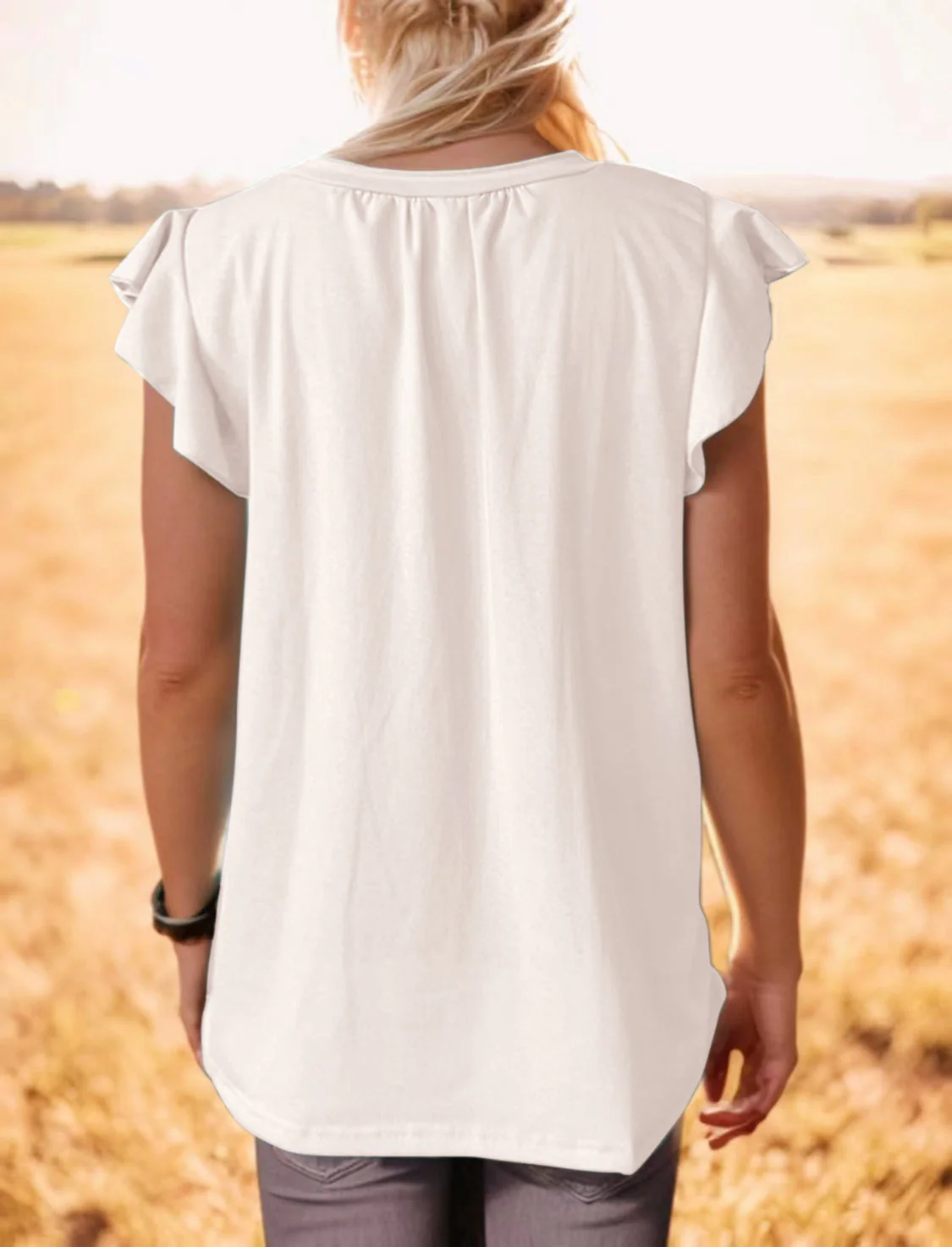 Ruffled Notched Cap Sleeve Tank - Image 6