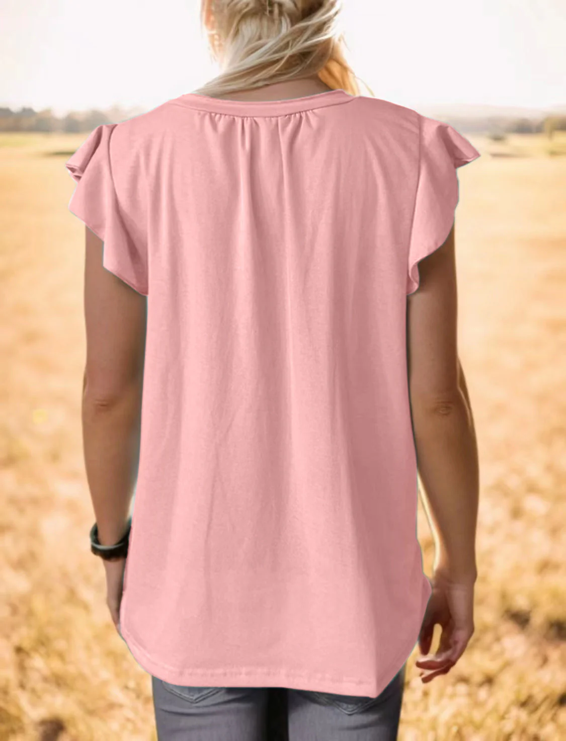 Ruffled Notched Cap Sleeve Tank - Image 9