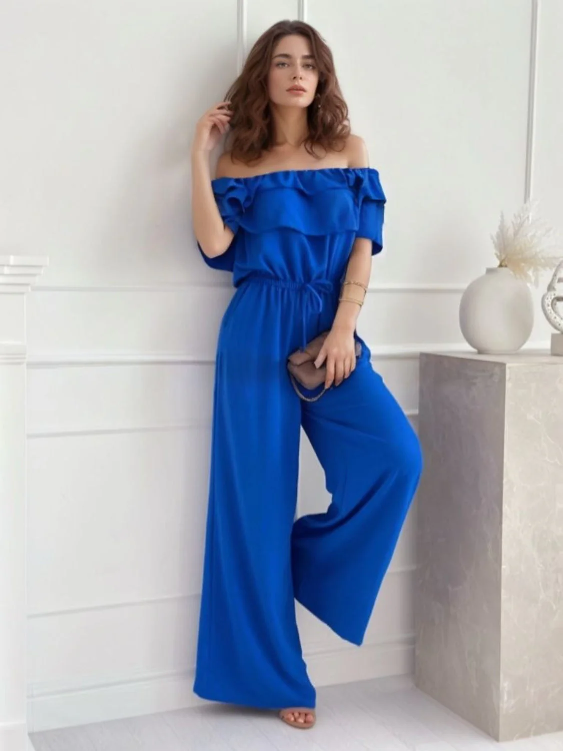 Ruffled Off-Shoulder Wide Leg Jumpsuit - Image 5