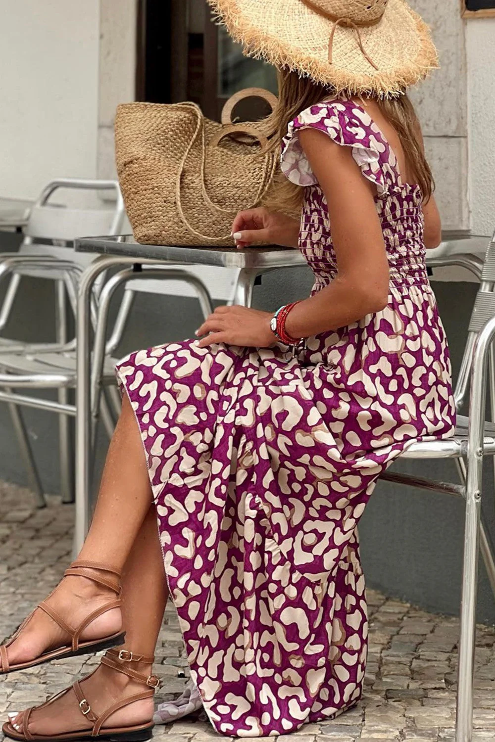 Ruffled Printed Wide Strap Dress - Image 8