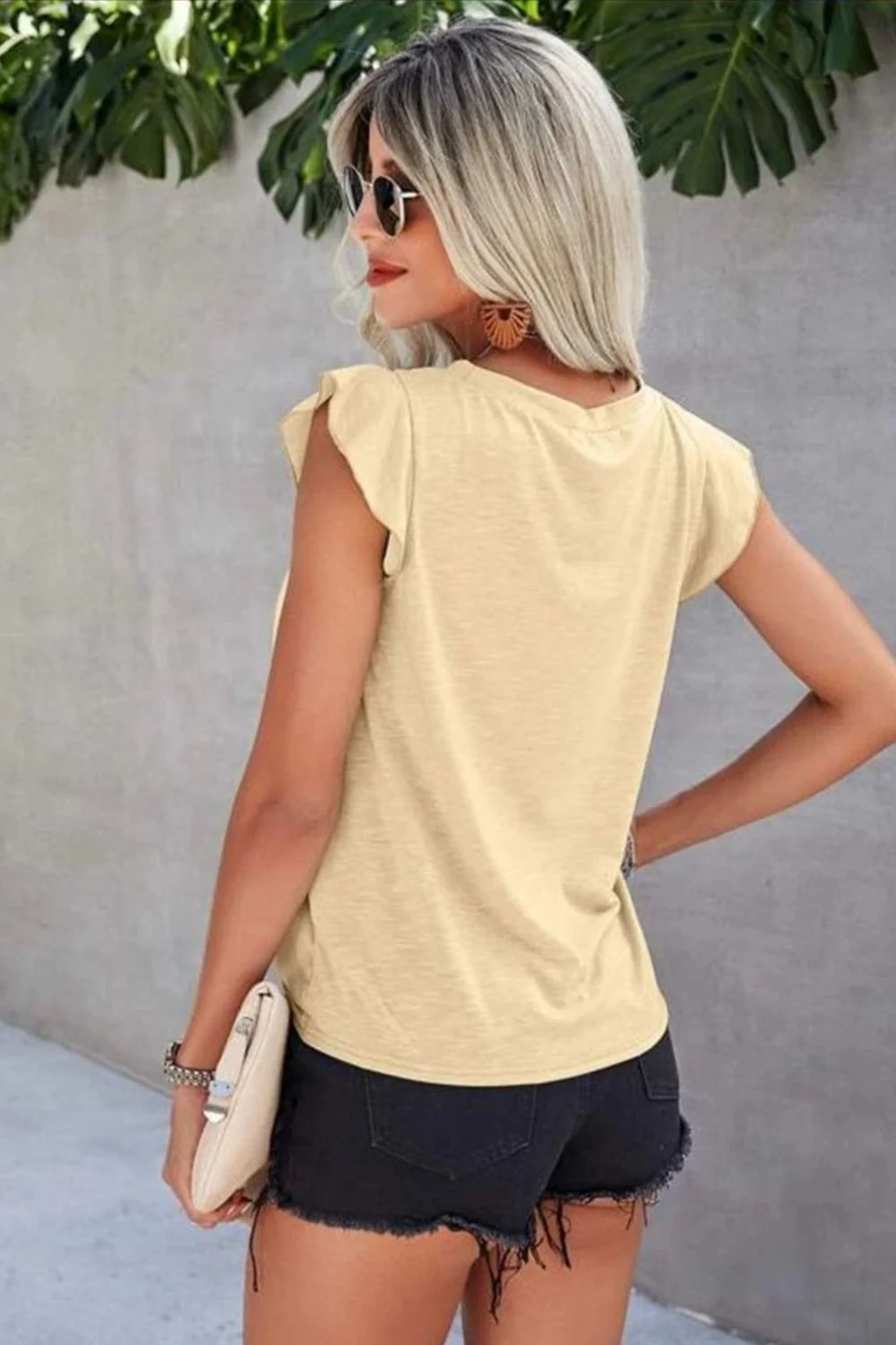 Ruffled Round Neck Cap Sleeve T-Shirt - Image 12