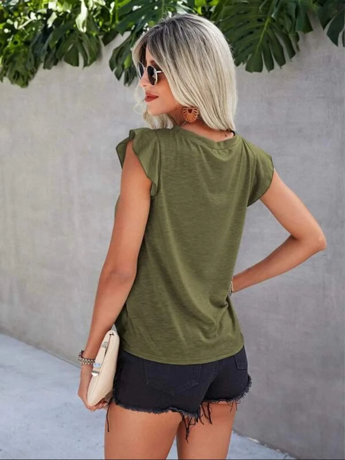 Ruffled Round Neck Cap Sleeve T-Shirt - Image 17