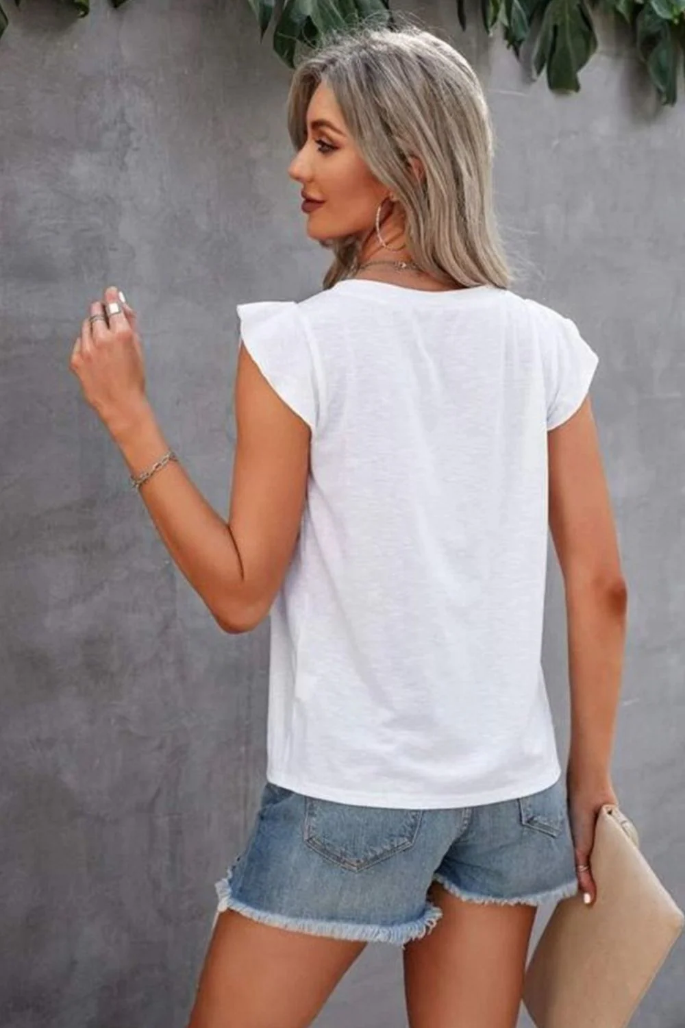 Ruffled Round Neck Cap Sleeve T-Shirt - Image 5