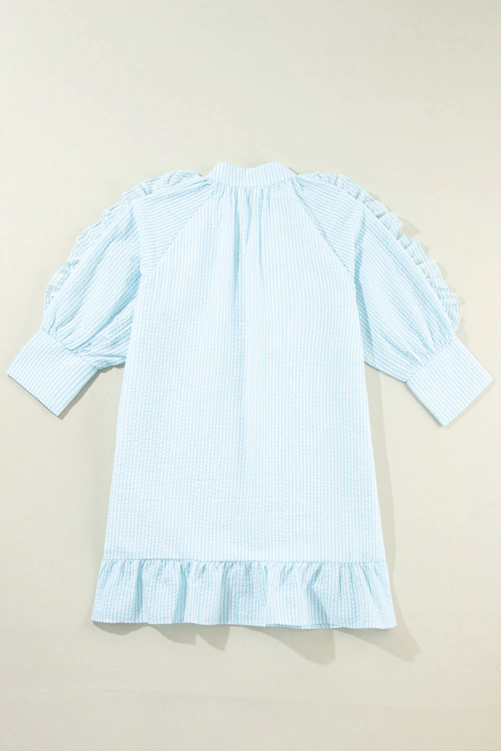 Ruffled Striped Notched Mini Dress - Image 7
