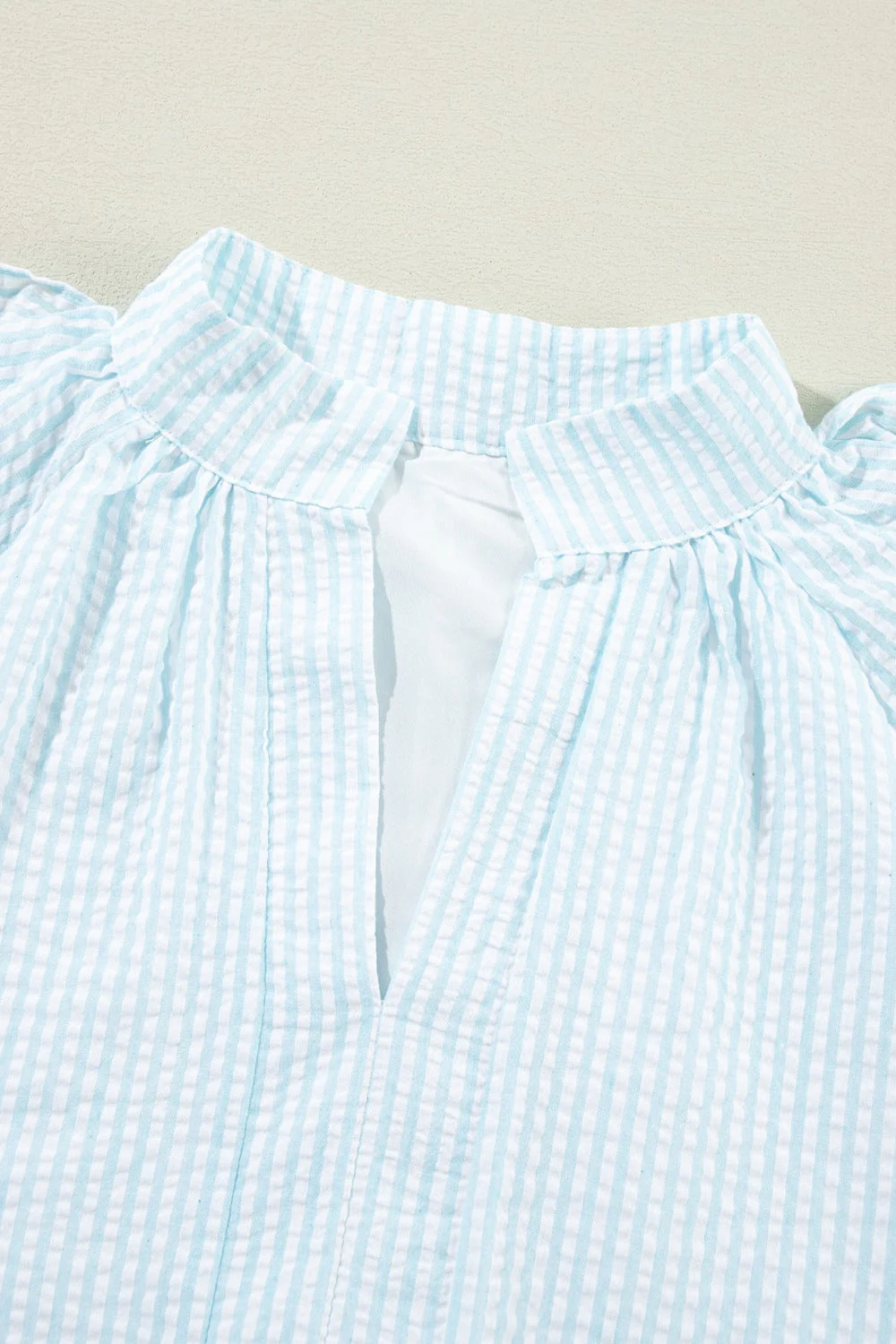 Ruffled Striped Notched Mini Dress - Image 8