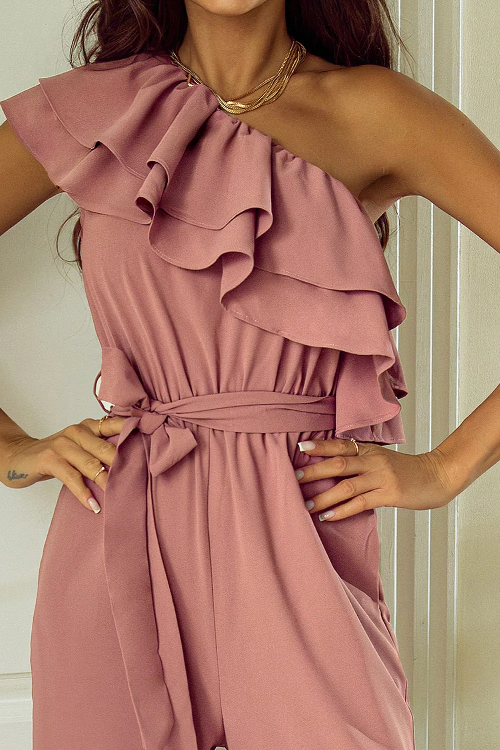 Ruffled Tied One-Shoulder Jumpsuit - Image 5