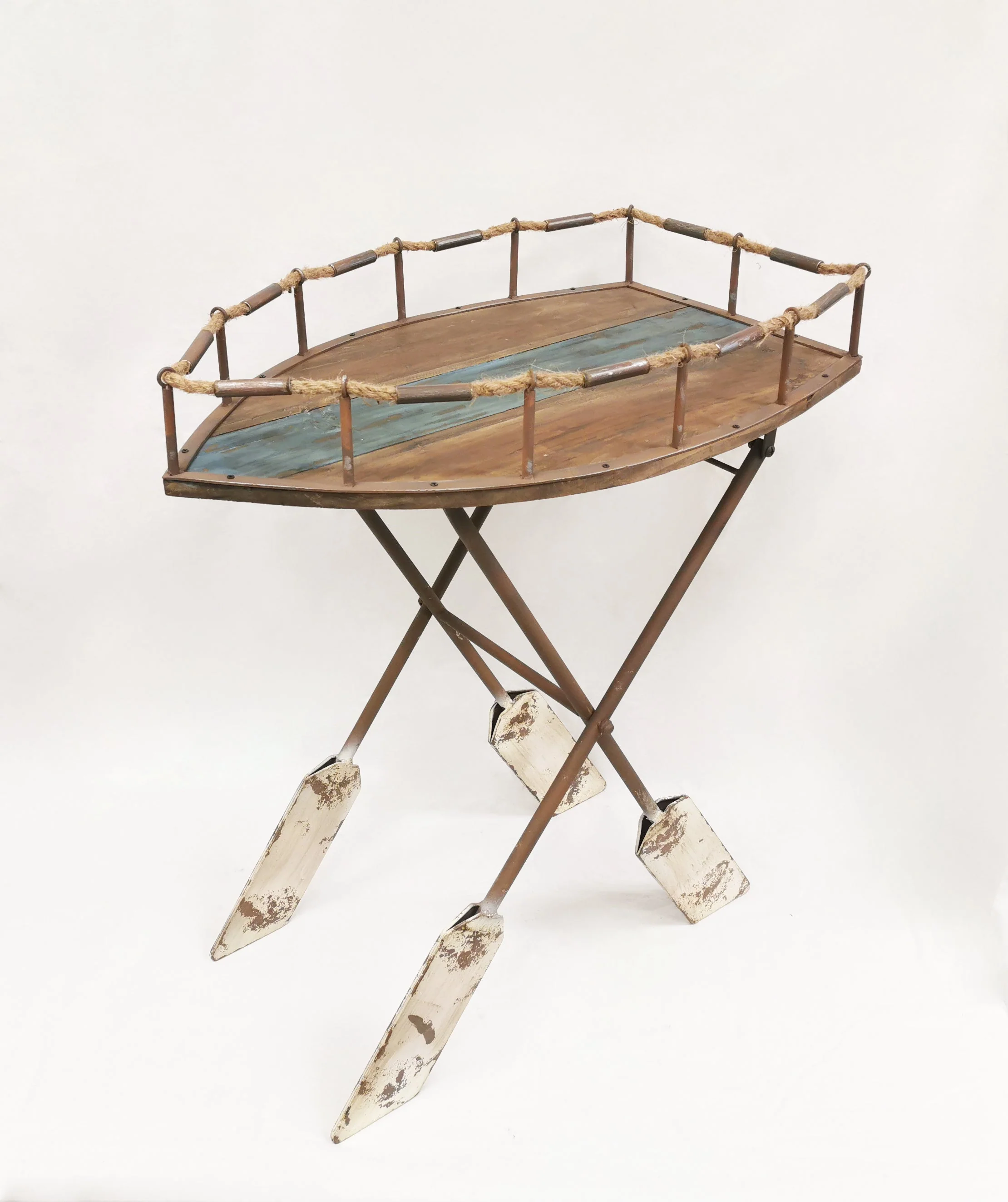 Rusty wood Boat shaped console table by Peterson Housewares & Artwares - Image 2