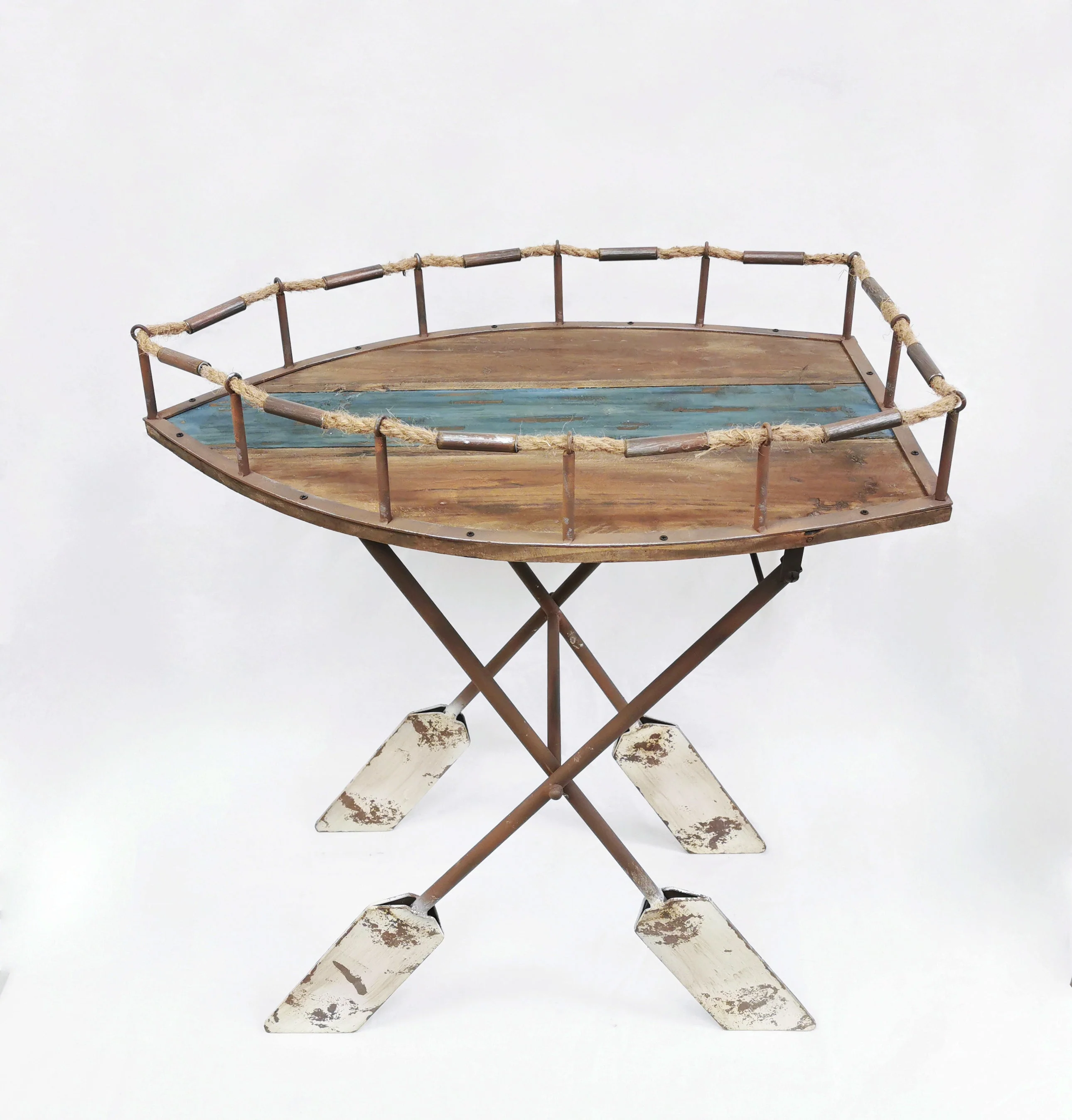 Rusty wood Boat shaped console table by Peterson Housewares & Artwares - Image 3