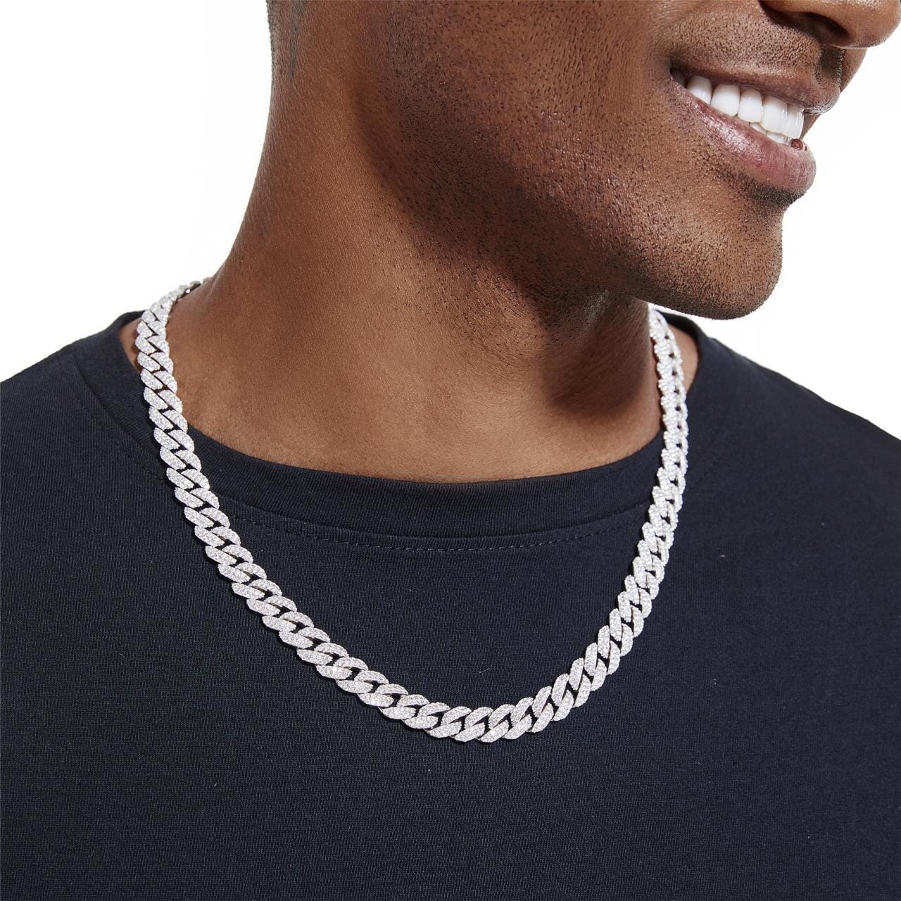 S925 Moissanite Diamond Cuban Link Chain in White Gold - 10mm by Bling Proud | Urban Jewelry Online Store - Image 2