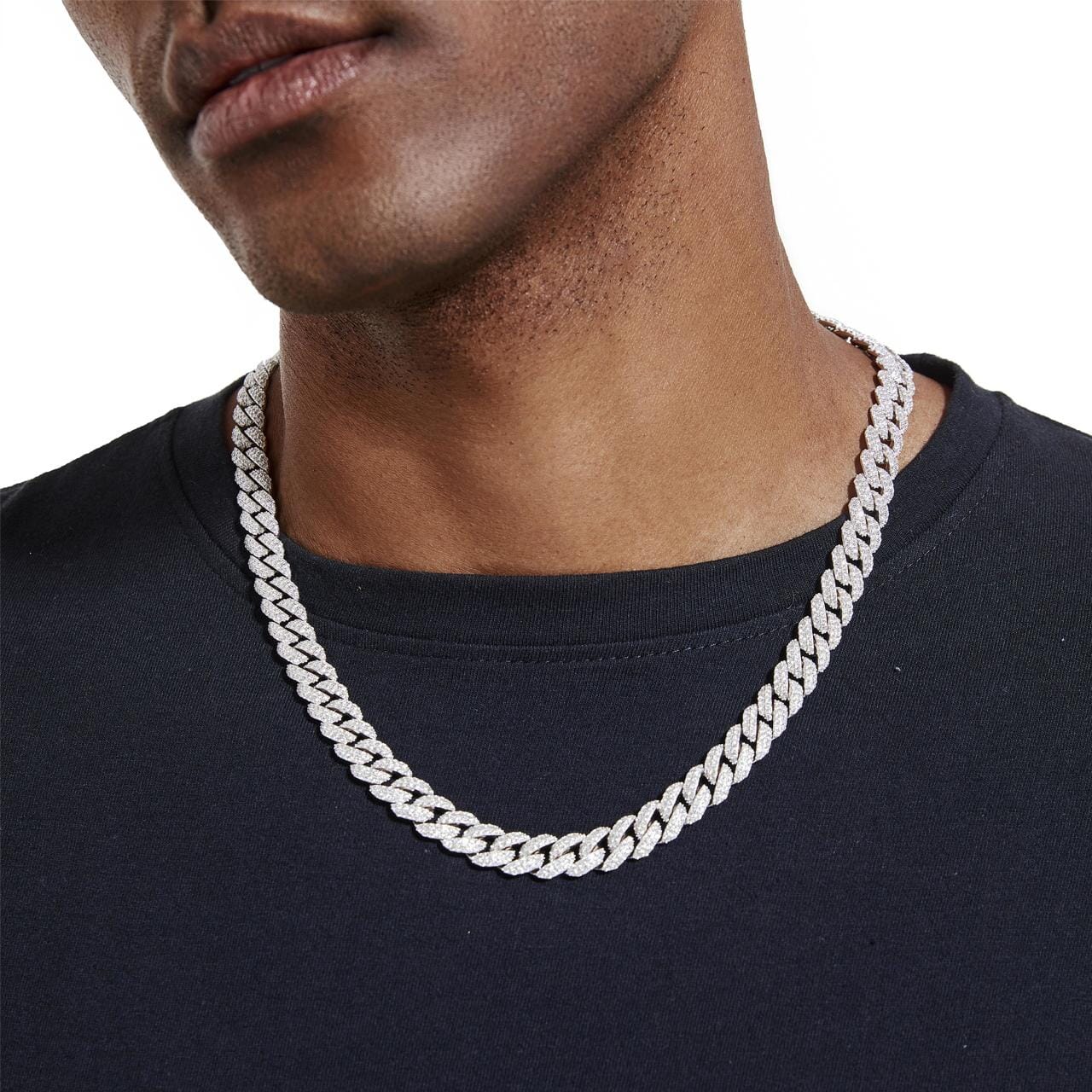S925 Moissanite Diamond Cuban Link Chain in White Gold - 10mm by Bling Proud | Urban Jewelry Online Store - Image 4