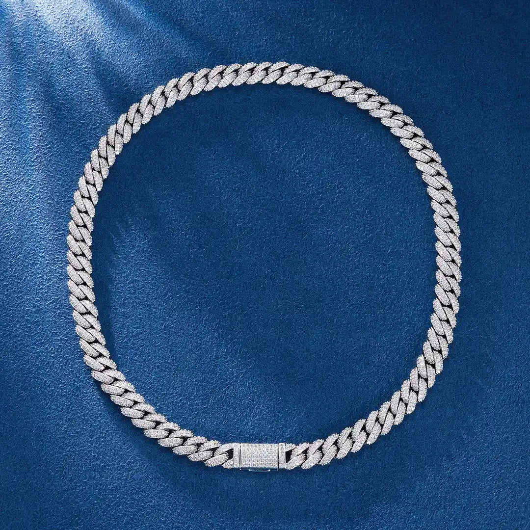 S925 Moissanite Diamond Cuban Link Chain in White Gold - 10mm by Bling Proud | Urban Jewelry Online Store - Image 5