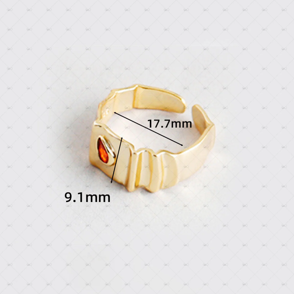 S925 Silver Drop Red Zircon Irregular Geometric Ring by Gioiellin - Image 3
