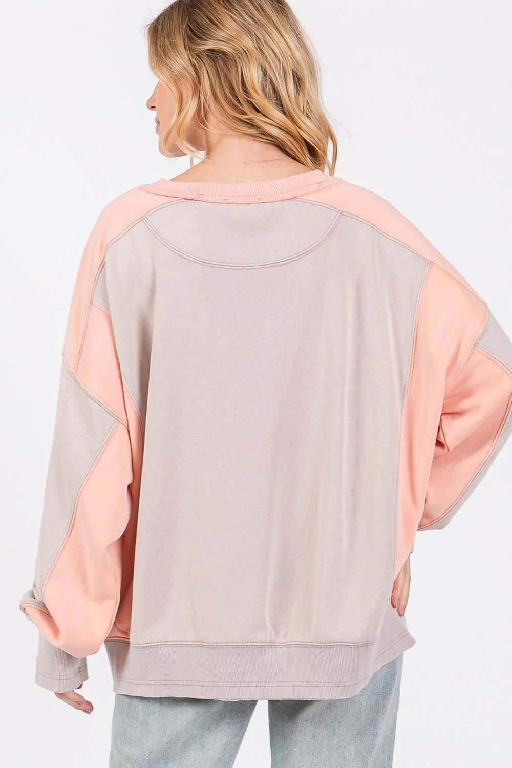 SAGE + FIG Color Block Round Neck Sweatshirt - Image 2