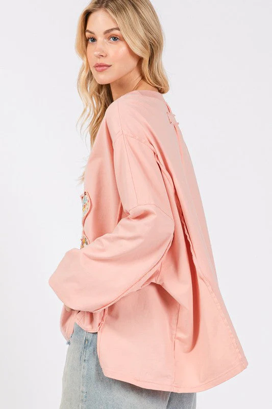 SAGE + FIG Flower Patch Dropped Shoulder Oversize Top - Image 2