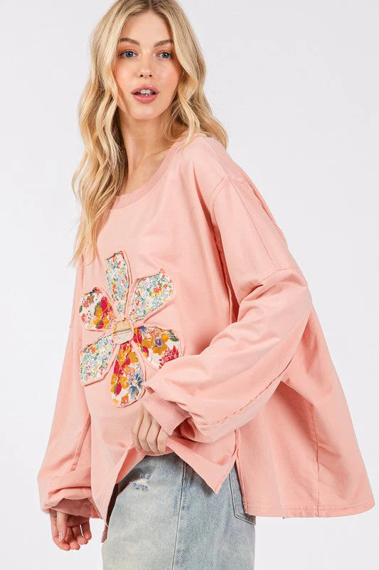 SAGE + FIG Flower Patch Dropped Shoulder Oversize Top - Image 3