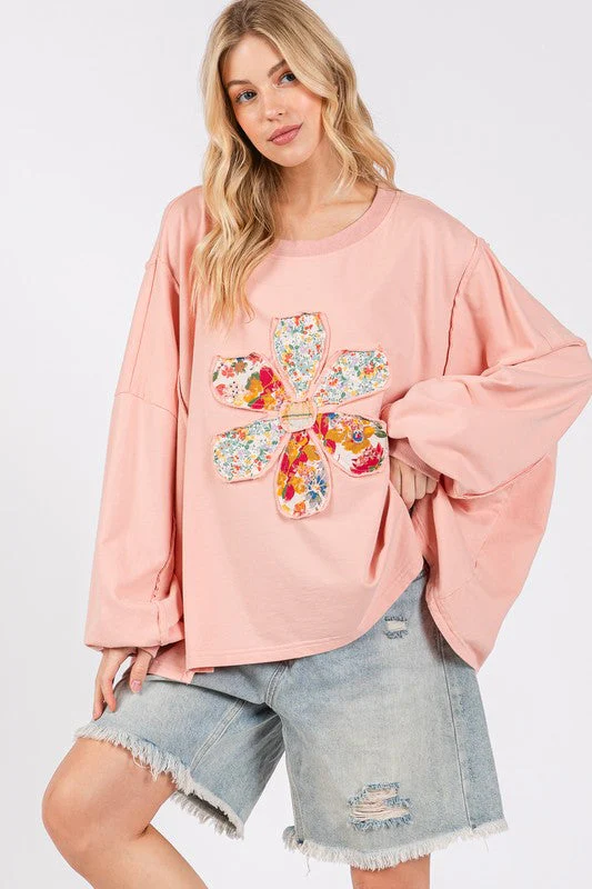 SAGE + FIG Flower Patch Dropped Shoulder Oversize Top - Image 4