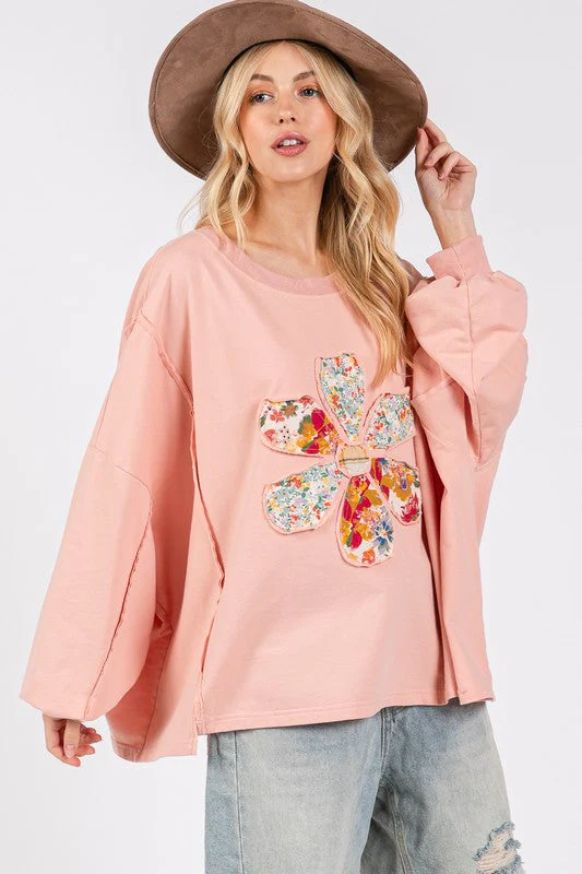 SAGE + FIG Flower Patch Dropped Shoulder Oversize Top - Image 5