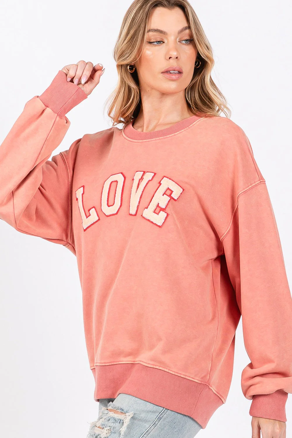 SAGE + FIG LOVE Path Applique Drop Shoulder Sweatshirt - Image 3