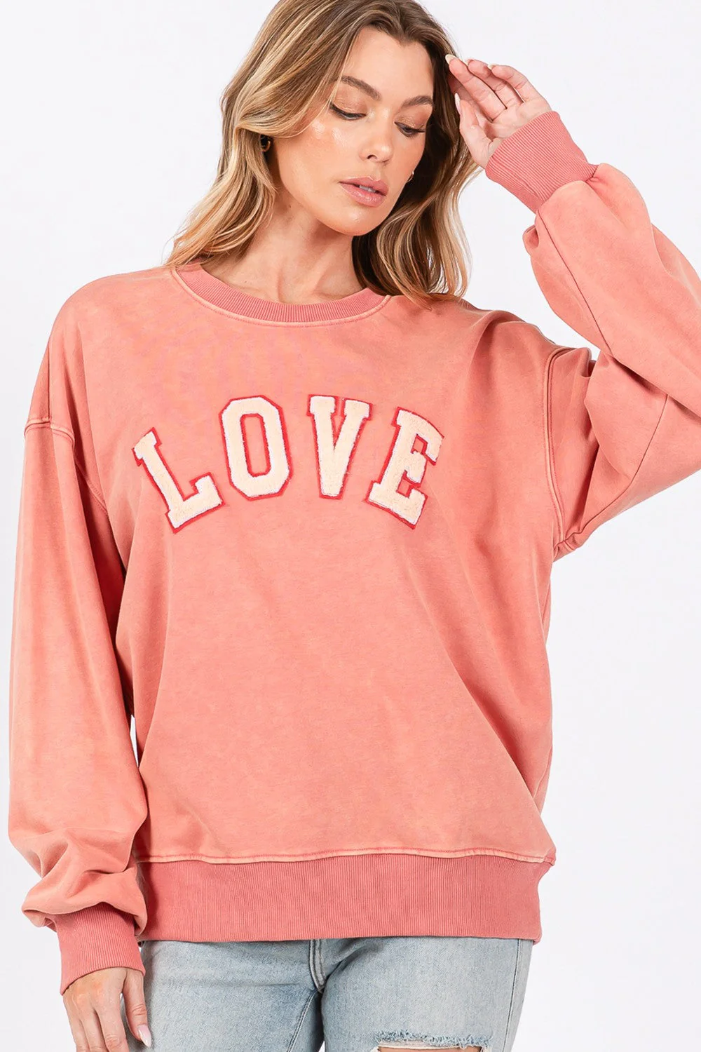SAGE + FIG LOVE Path Applique Drop Shoulder Sweatshirt - Image 4