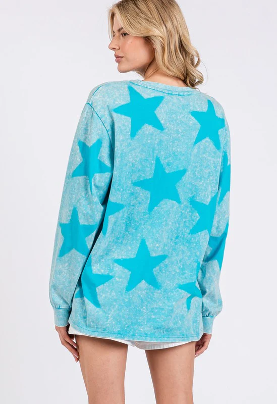 SAGE + FIG Mineral Wash Star Pattern T-Shirt - Image 3