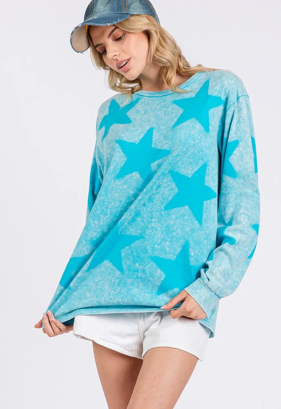 SAGE + FIG Mineral Wash Star Pattern T-Shirt - Image 4