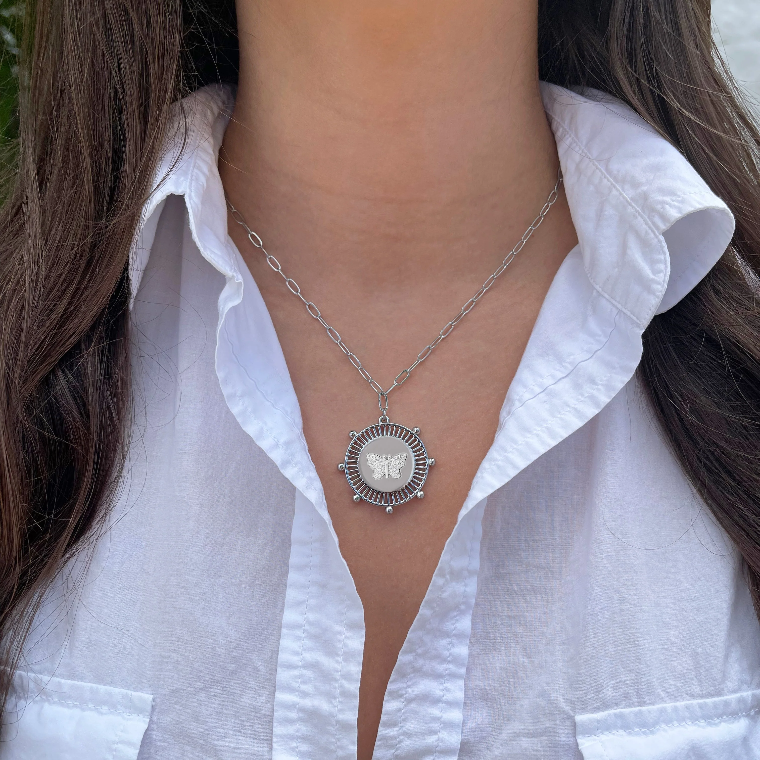 SALE Butterfly Medallion Necklace by Jennifer Miller Jewelry - Image 2