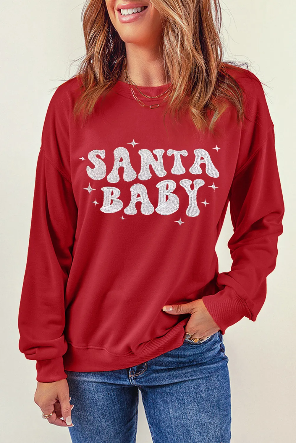 SANTA BABY Round Neck Long Sleeve Sweatshirt - Image 2