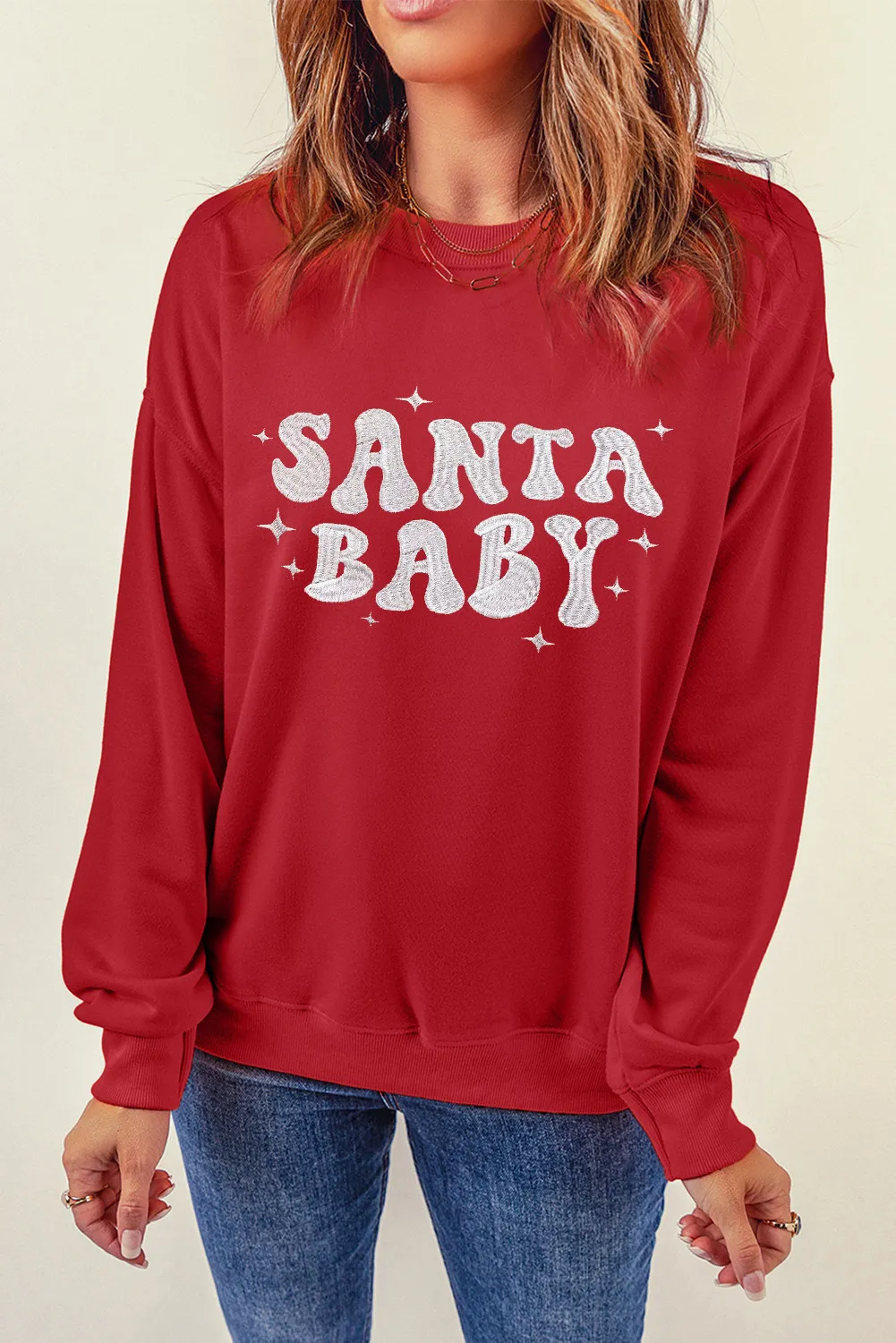 SANTA BABY Round Neck Long Sleeve Sweatshirt - Image 3