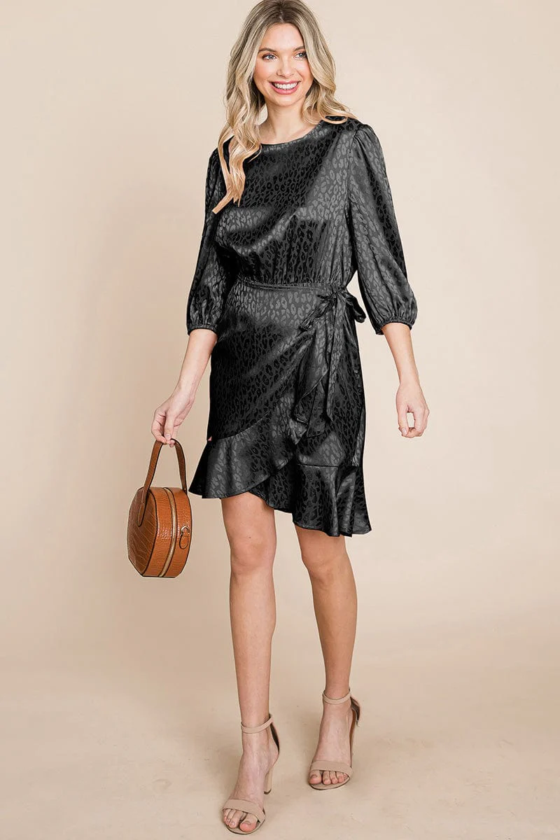 Satin Leopard Print Ruffle Hem Dress by RolyPoly Apparel - Image 2