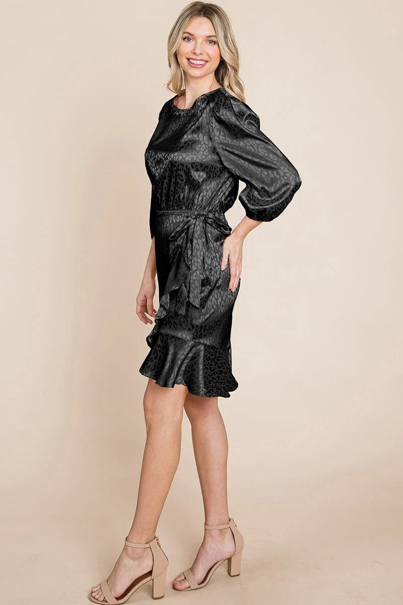 Satin Leopard Print Ruffle Hem Dress by RolyPoly Apparel - Image 3