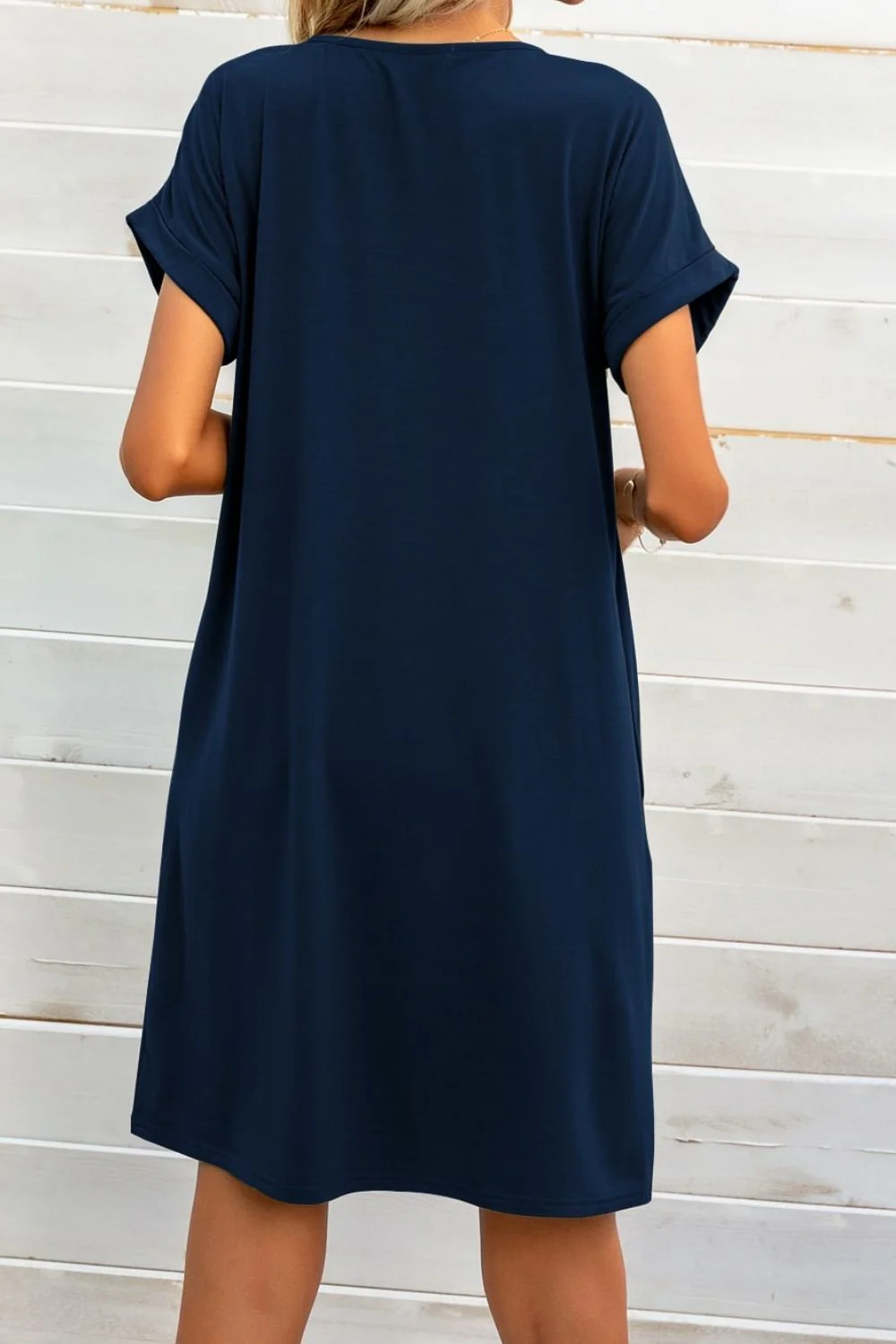 Scoop Neck Short Sleeve Pocket Dress - Image 13