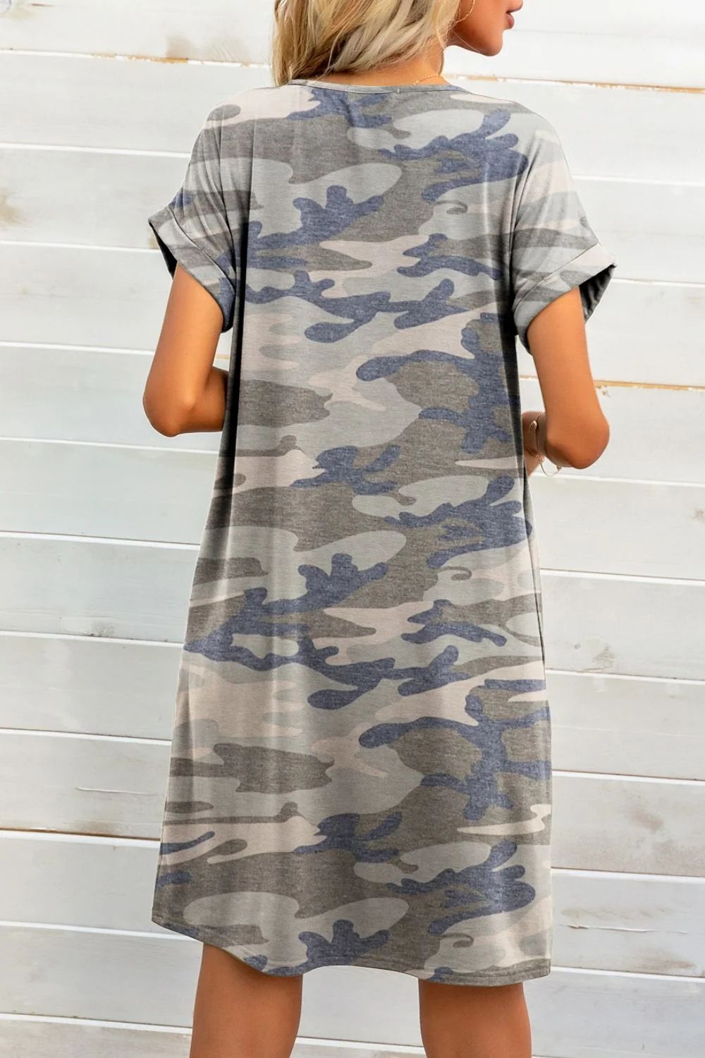 Scoop Neck Short Sleeve Pocket Dress - Image 9