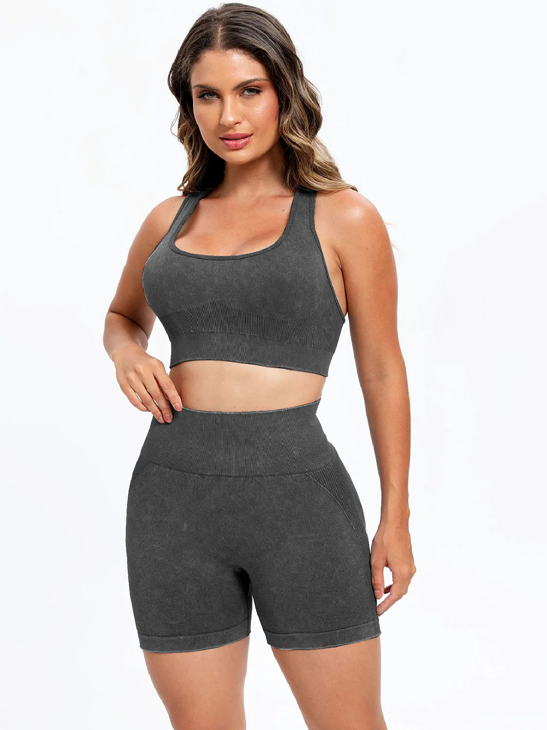 Scoop Neck Wide Strap Top and Shorts Active Set - Image 8