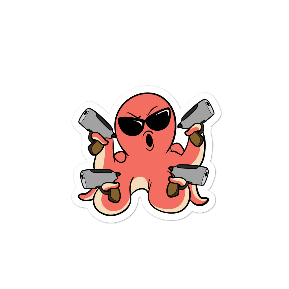 Second Amendment Octopus Cartoon - Bubble-free stickers by Proud Libertarian - Image 2