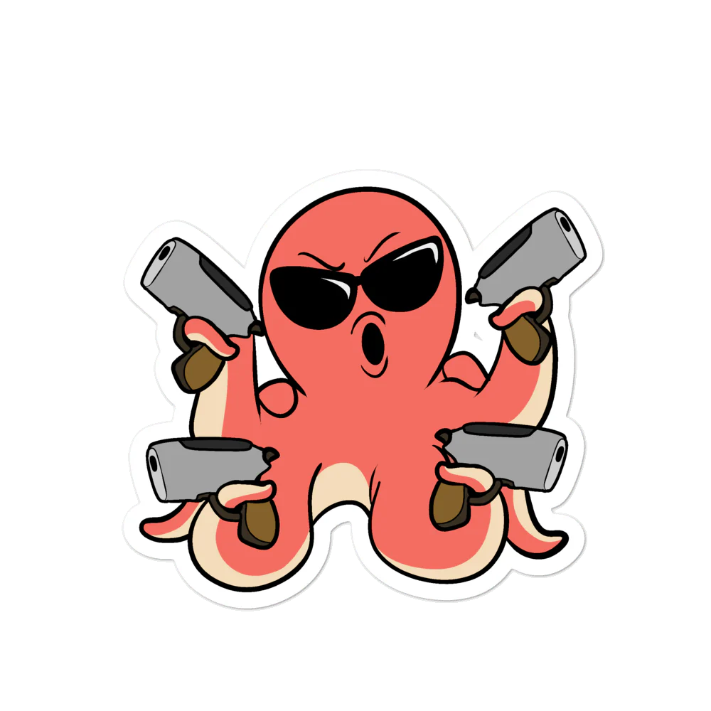 Second Amendment Octopus Cartoon - Bubble-free stickers by Proud Libertarian - Image 3