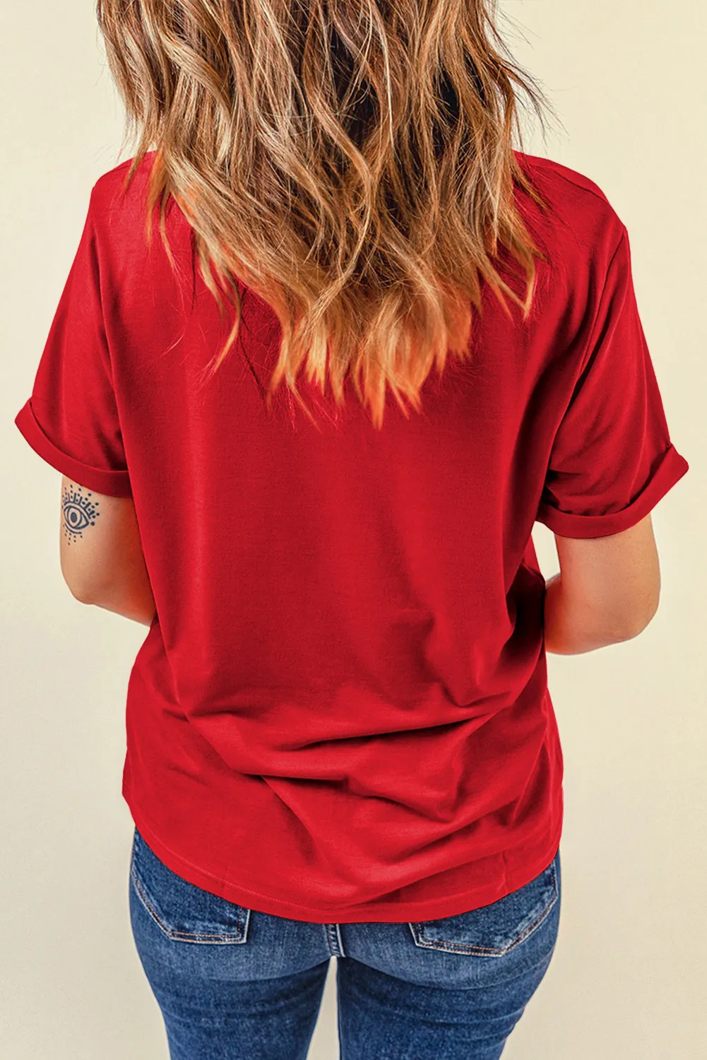 Sequin Christmas Tree Round Neck Short Sleeve T-Shirt - Image 4