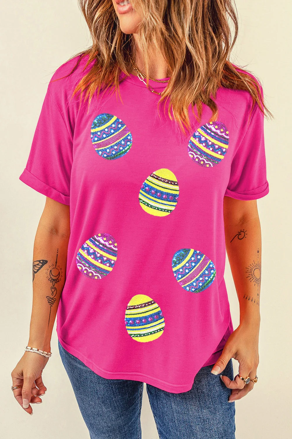 Sequin Easter Egg Short Sleeve T-Shirt - Image 3