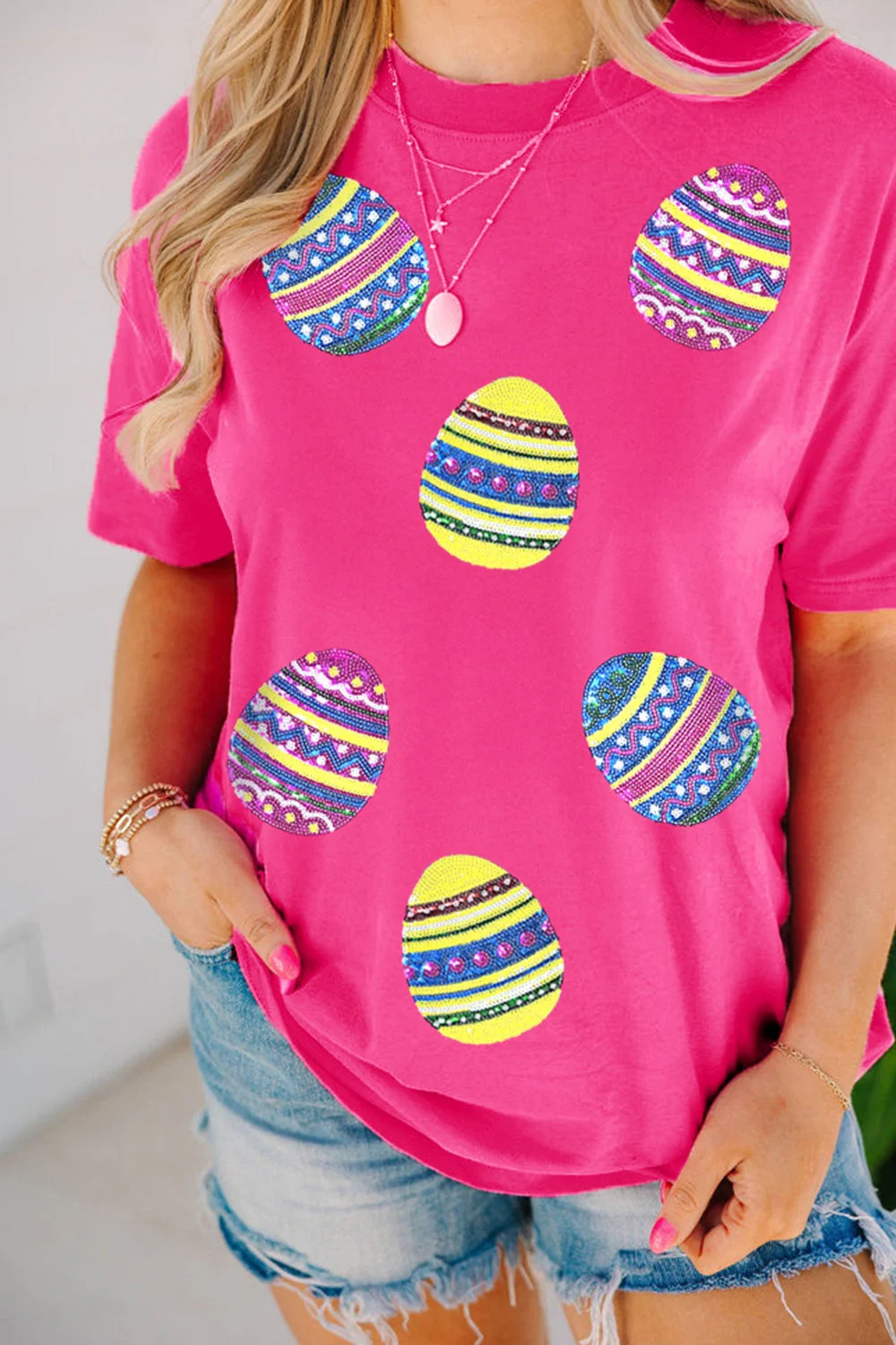 Sequin Easter Egg Short Sleeve T-Shirt - Image 5