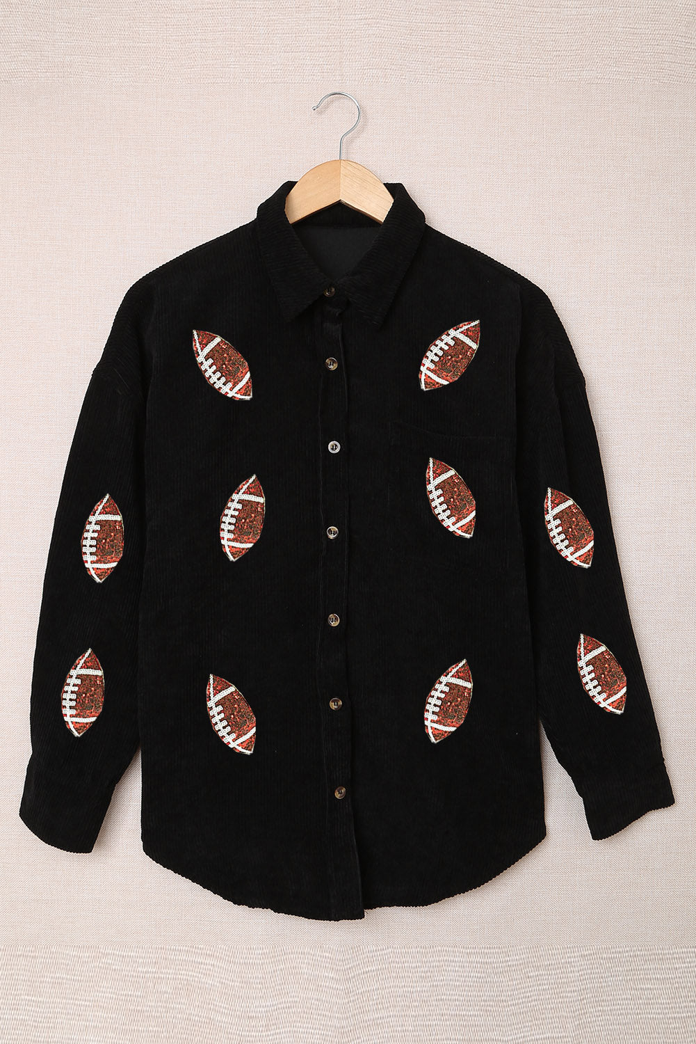 Sequin Football Button Up Long Sleeve Jacket - Image 4