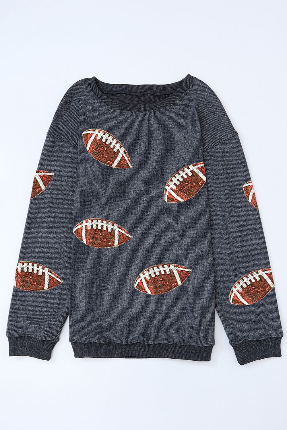 Sequin Football Patch Corduroy Sweatshirt - Image 9