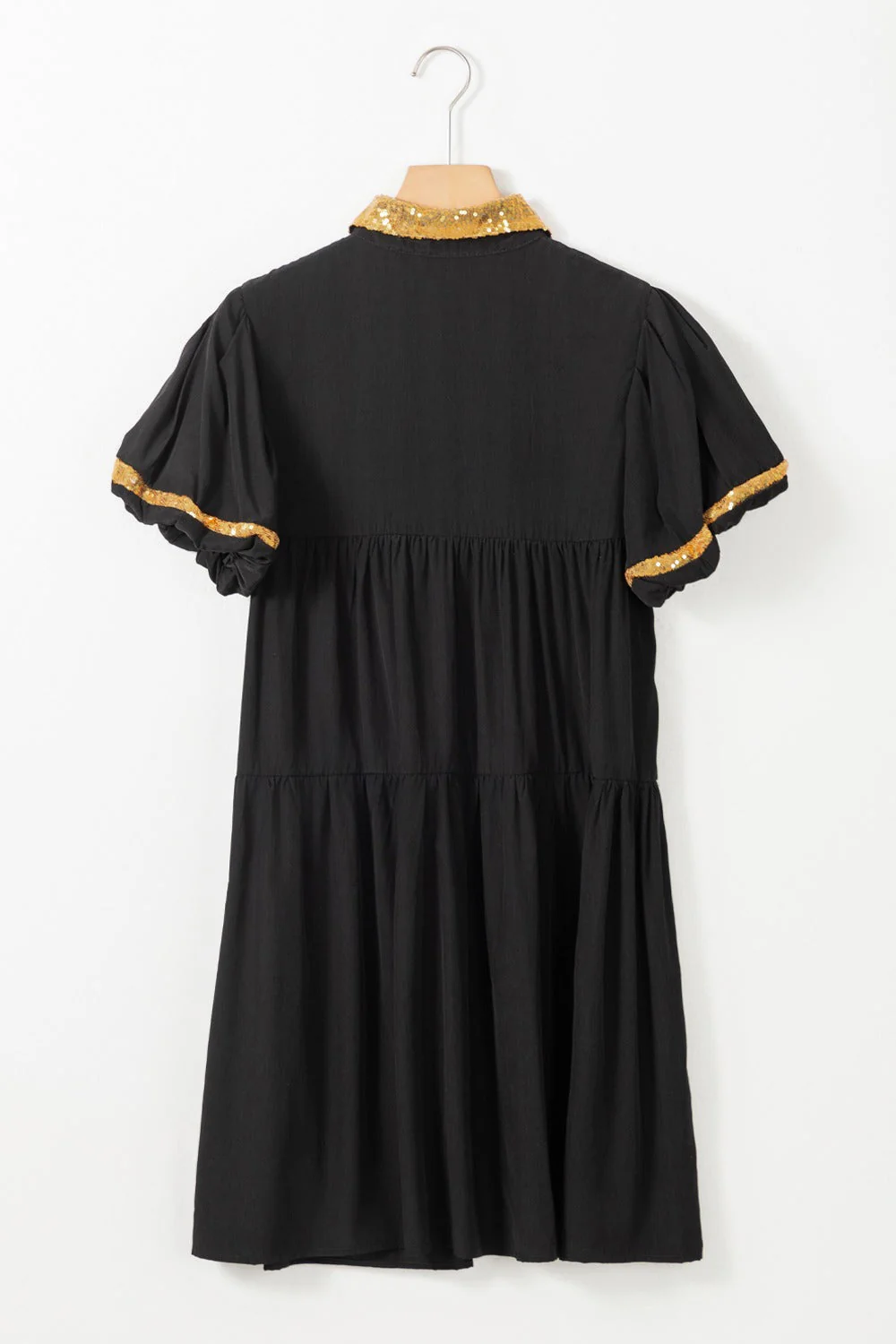 Sequin Half Button Short Sleeve Dress - Image 8