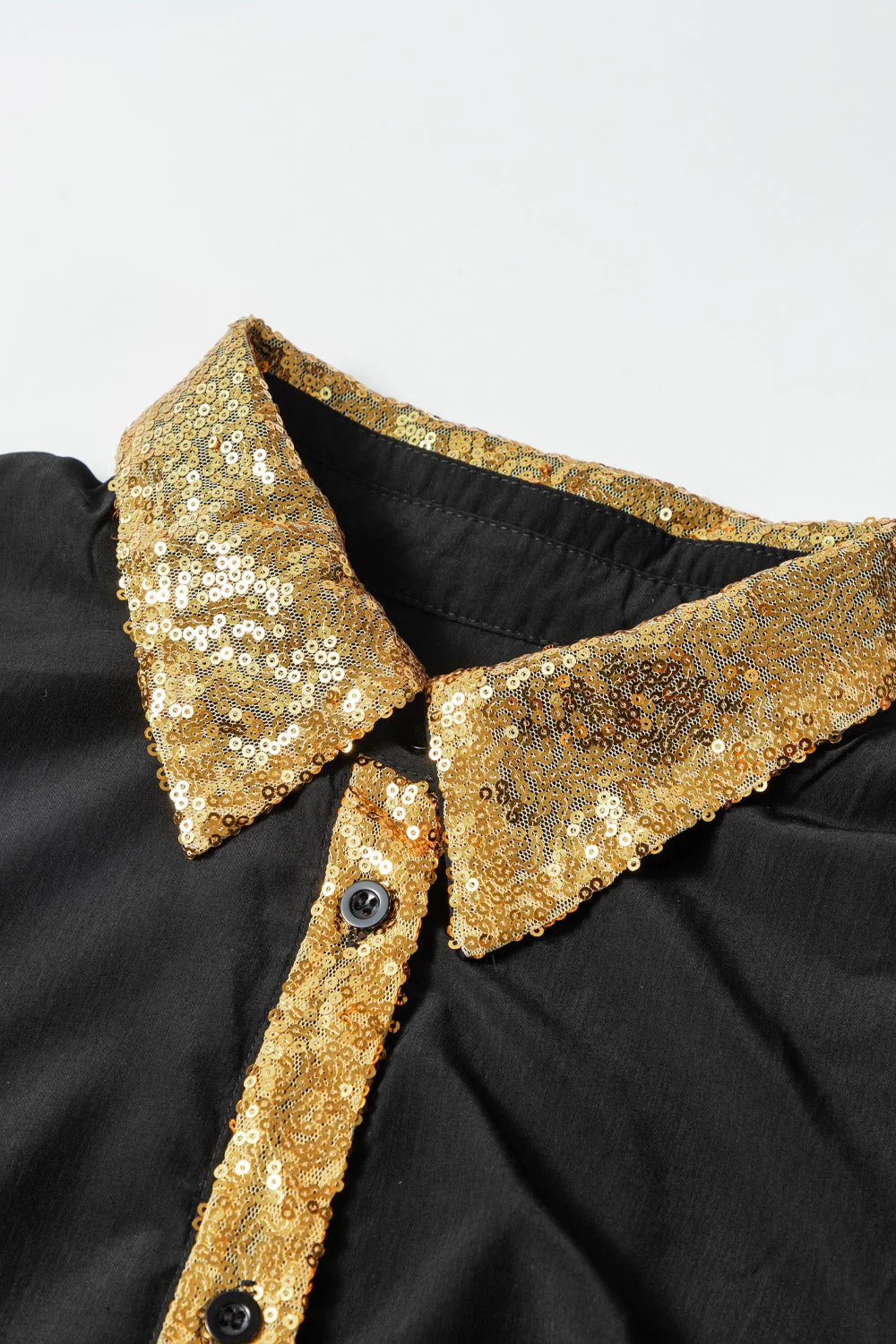 Sequin Half Button Short Sleeve Dress - Image 9